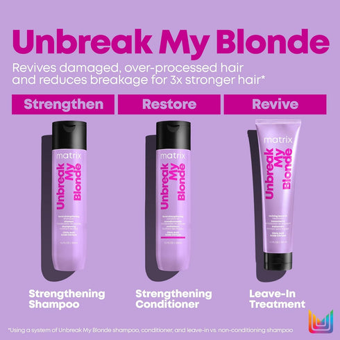 MATRIX Unbreak My Blonde Reviving Leave-In Treatment | Strengthens and Adds Softness and Shine | For Damaged, Lightened and Over Processed Hair | ...