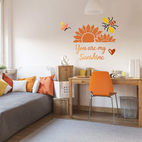 8 Pieces Sunflower Butterflies Painting Stencils for Painting on Wood Flower Butterfly Stencil Kit for Painting on Wall Canvas You are My Sunshine...