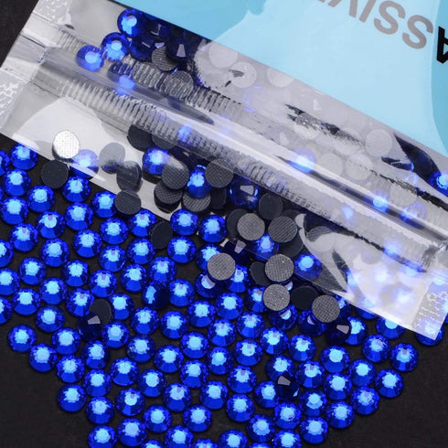 3000 Pieces Hot Fix Glass Flatback Rhinestones HotFix Round Crystal Gems (Sapphire, SS10)...