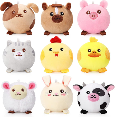 Skylety 9 Pcs Mini Plush Stuffed Animals Bulk 3.15 Inch Cute Soft Decompress Animals Plush Toys for Kids Baby Shower Birthday Charity Donation Gif...