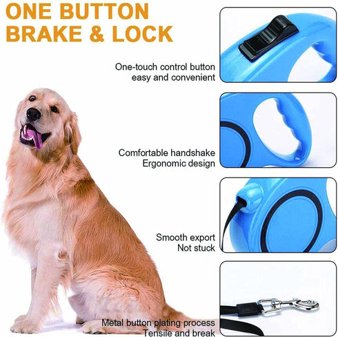 Pet Leash for Pet,10 FT Pet Walking Leash with Anti-Slip Handle,Strong Nylon Tape,Tangle-Free,One-Handed One Button Lock & Release,Suitable for Sm...