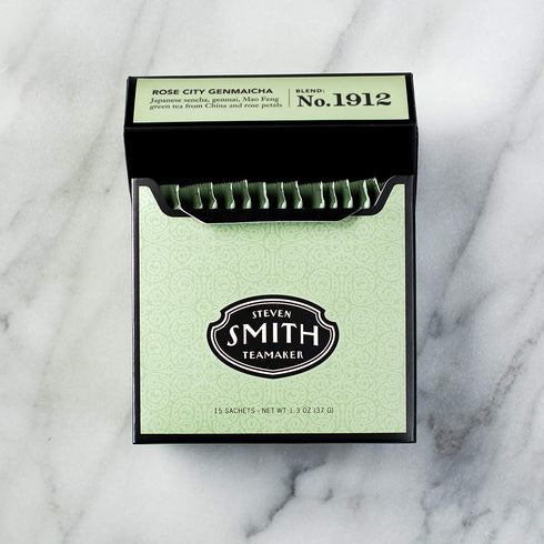 Smith Teamaker | Rose City Genmaicha No. 1912 - Sencha, Genmai, Mao Feng Green Tea & Rose Petals | Caffeinated Roasted Rice Full Leaf Green Tea Bl...