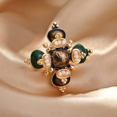 Retro Pearl Cross Brooch Pins for Women Fashion...