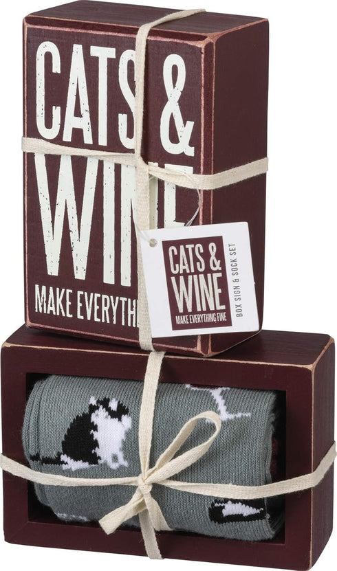 Primitives by Kathy Set Gift Socks, Cats & Wine (105539)...