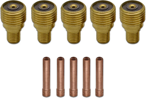 10PCS TIG Welding Gas Lens Collet Body 45V43 (1/16") & Collet 13N22 for TIG Welding Torch WP 9, 20 and 25 (45V43 & 13N22 (1/16"))...