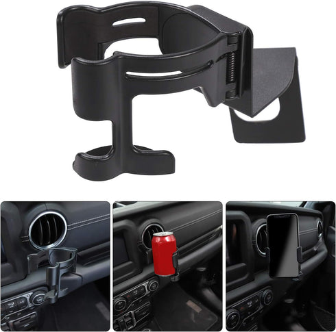 Savadicar JL & JT Multi-Function Drink Cup Phone Holder, 2 in 1 Bolt-on Stand Bracket Organizer, Cellphone Mount for 2018-2023 Jeep Wrangler JL JL...
