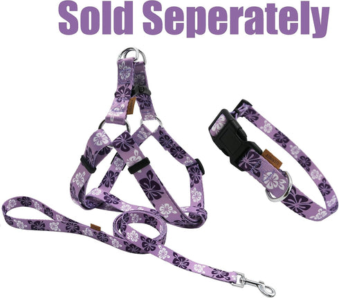 Dog Collar, Cute Floral Pattern, Soft and Adjustable Collar with Quick Release Buckle (M (Neck 14-24", Width 3/4"), Hawaiian Purple)...