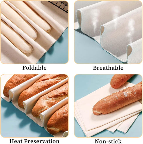 Proofing Cloth for Bread Baking 2PCS 17x29 Inches Linen Cloth Reusable Bread Proofing Cloth Thick Baking Bread Cloth for Rolling Dough, Baguettes,...