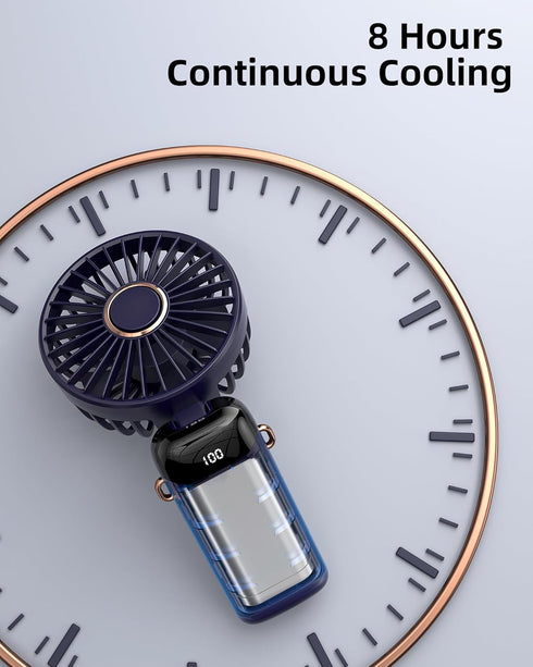 Koonie Portable Handheld Fan, Battery Operated Fan with Base, 8 Hours, Digital Display, 5 Speeds, 90° Ajustable, Rechargeable Mini Fan for Outdoor...
