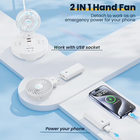 HandFan 5200mAh Portable Handheld Fan, Foldable Personal Fan, Battery Operated Rechargeable Fan, Portable Charger Design, 3 Speeds,5-20H Working T...