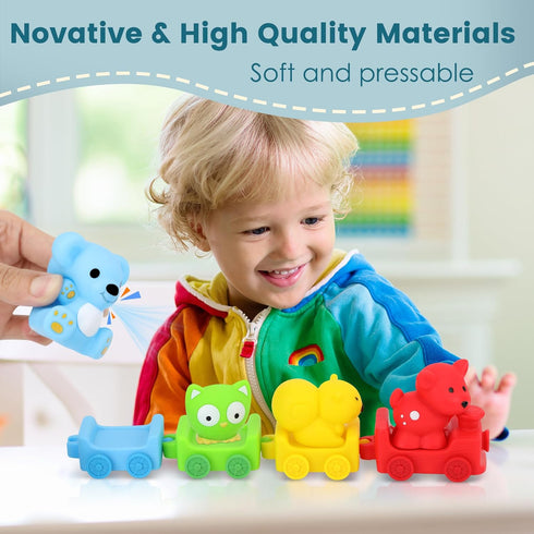 Toddler Toys Age 1-3, Baby’s First Animal Train Toy, Sensory & Soft Stacking Toys, Bright Colors - Preschool Learning Activities for Kids...