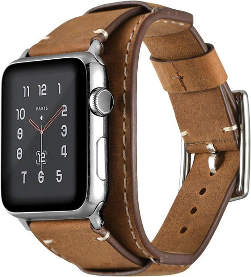 Compatible with Apple Watch Band 49mm 46mm 45mm 44mm 42mm(Series 3 2 1),Genuine Leather Bracelet Wrist Strap Compatible Apple Watch Ultra1/2 Serie...