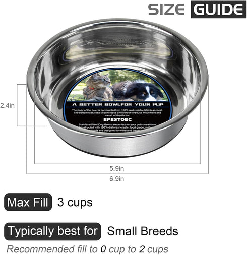 Stainless Steel Anti-Slip Dog Bowls,Non-slip Stainless Steel Pet Bowl with Foot Mat - Perfect for Mess-free Mealtime,Quiet Pet Bowls for Cats and ...