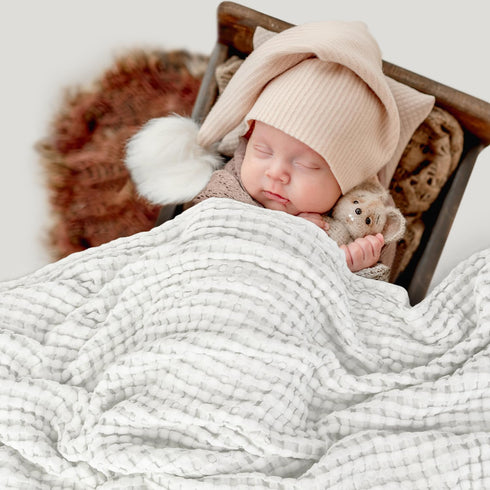 Maliton Cooling Waffle Baby Blanket for Boys Girls, Breathable Soft Cotton Baby Blankets, Neutral Nursery Swaddle Blankets, Lightweight Throw Blan...