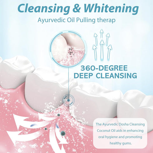 Coconut Oil Pulling with 7 Natural Essential Oils, Mint Mouthwash Helps with Fresh Mouth Breath, Teeth Gum Whitening Healt, Natural & Alcohol-Free...