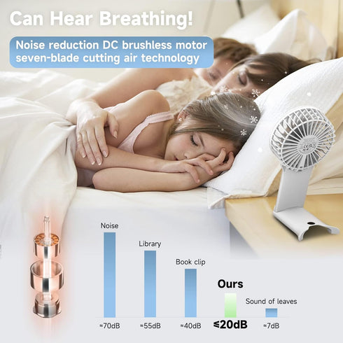 Mini Handheld Fan,4 Speed Adjustable Portable Battery Operated Fans,USB Rechargeable Desk Fan with Mirror,Max 15 Hrs Hand Fan For Travel Office Ou...