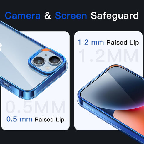 JETech Case for iPhone 14 6.1-Inch, Non-Yellowing Shockproof Phone Bumper Cover, Anti-Scratch Clear Back (Blue)...