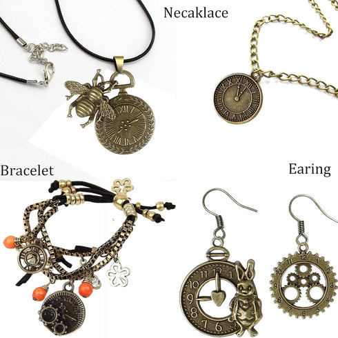 BIHRTC 40pcs Antique Bronze Mix Skeleton Steampunk Clock Face Watch Gear Cog Wheel Pendant Charms Jewelry Making DIY Steampunk Gear Pendant Charms...