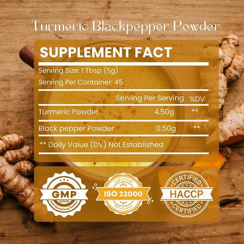 Turmeric Curcumin with Black Pepper Powder 227g (8oz) - Instant Drink Mix Powder Turmeric Curcumin...