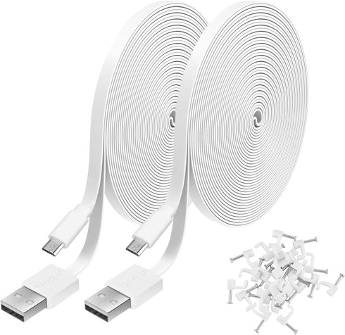 2 Pack 20FT Power Extension Cable Compatible with WyzeCam,Wyze Cam Pan,WYZE Cam OG,NestCam Indoor,Blink,Amazon Cloud Camera,USB to Micro USB Durab...