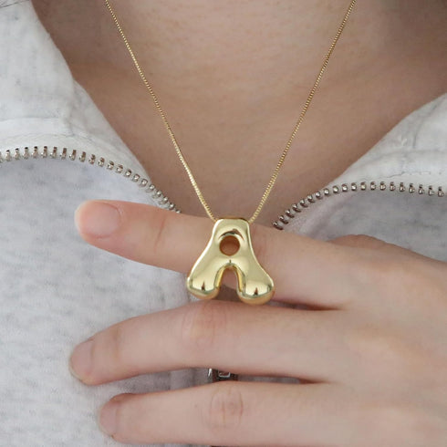 Bubble Letter Necklace For Women, Dainty Balloon Initial Necklaces 14k Gold Plated Chain Pendant Alphabet Necklaces Charm Simple Gift Jewelry...