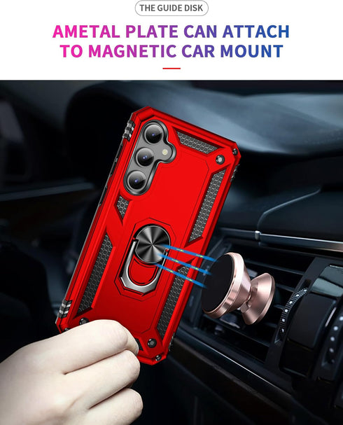 Phone Case for Samsung Galaxy S23 FE 5G Case with Ring Stand Magnetic Kickstand Cases Cover for Samsung Galaxy S23 S 23 FE S23FE 23FE Red...