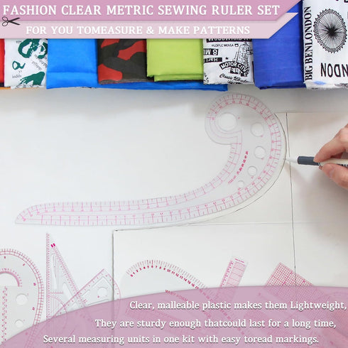 19 PCS Sewing Ruler Set, French Curve Ruler, Hip Curve Ruler,Sewing Templates, Tracing Wheel,Perfect for Designers, Pattern Maker and Tailors...