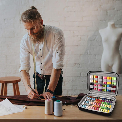 Bobbin Holder Case Thread Organizer, Spool Storage Container Holds Up to 84pcs Bobbins and 24pcs Sewing Thread Spools Compatible with Brother for ...