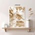 Abstract Golden White Flower Leaves Wall Art Posters Nordic Beige Canvas Painting, Modern Plant Landscape Prints Picture for Living Room Home Deco...