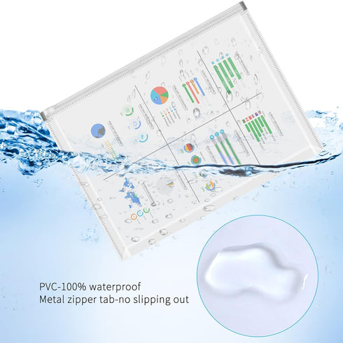 Plastic Envelopes (5 Pcs) A4 Letter Size Poly Zip Envelopes File Folders 12.8" x 9.4", Translucent Expanding Document Wallet Pouch with Zipper for...