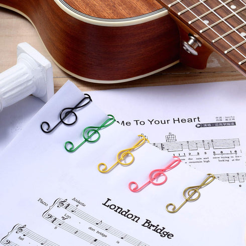 Outus 200 Pcs Music Paper Clips 6 Colors Metal Musical Notes Paper Clips Treble Clef Paper Clips Funny Music Teacher Gifts for Desk Bookmark Offic...