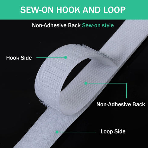 3/4 Inch Sew on Hook and Loop Strips | Easy to Sew | Excellent Grip | Non-Adhesive Back Nylon Fabric Fastener Strips for Clothing Sewing Crafts an...