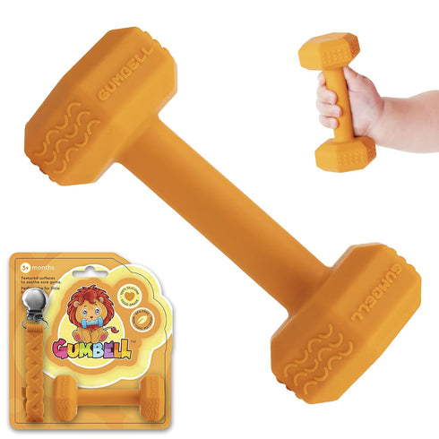 Gumbell- Baby Dumbbell Teething Toy with Pacifier Clip, Baby Toys 3-6 Months, Silicone Teether for Babies 6-12 Months, Fitness Novelty Teether (Or...