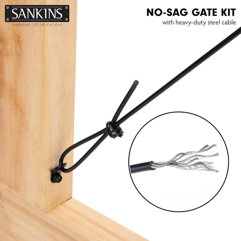SANKINS Anti-Sag Gate Kits for Wooden Fence, Black Anti-Sagging Gate Support Cable Kit Hardware, Gate Sag Frame Kit Hardware for Wooden Fence, Woo...