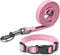 Pink Dog Collar and Leash Set for Medium Dogs Soft and Breathable of 90% Rayon from Bamboo and 10% Polyester Comfortable Skin-Friendly, Adjustable...