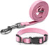 Pink Dog Collar and Leash Set for Medium Dogs Soft and Breathable of 90% Rayon from Bamboo and 10% Polyester Comfortable Skin-Friendly, Adjustable...