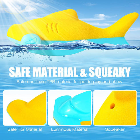 Dog Toy Floating Luminous, Squeaky Dog Toy, Glow in The Dark (Hammerhead Shark)...
