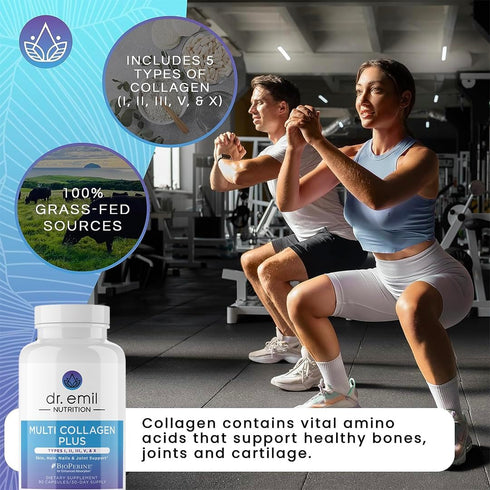 DR. EMIL NUTRITION Multi Collagen Pills - Collagen Supplements to Support Hair, Skin, Nails, & Joints - Hydrolyzed Collagen Supplements for Women ...