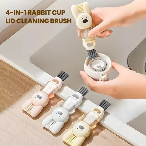 4 in 1 Cup Lid Cleaning Brush,New Crevice Cleaning Brush,Multifunction Bottle Cup Lid Brush,Water Bottle Cleaner Brush for Tight Spaces Cup,Portab...