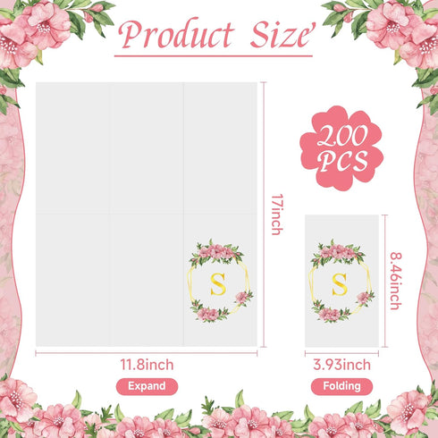200 Gold Floral Monogrammed Disposable Napkins - Initial Letter S Paper Guest Hand Towels, Flower Monogram Dinner Napkins for Bathroom Wedding Bir...