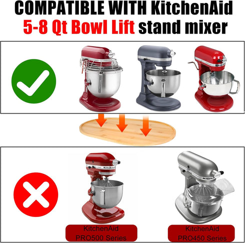 Mixer Sliding Slider Compatible with KitchenAid Bowl Lift Mixer - Bamboo Kitchen Countertop Storage Mover Sliding Caddy Moving Tray for Kitchen Ai...