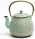 TOPTIER Japanese Teapot with Stainless Steel Infuser, Cast Iron Tea Kettle Stovetop Safe, Leaf Design Coated with Enameled Interior for 32 Ounce (...