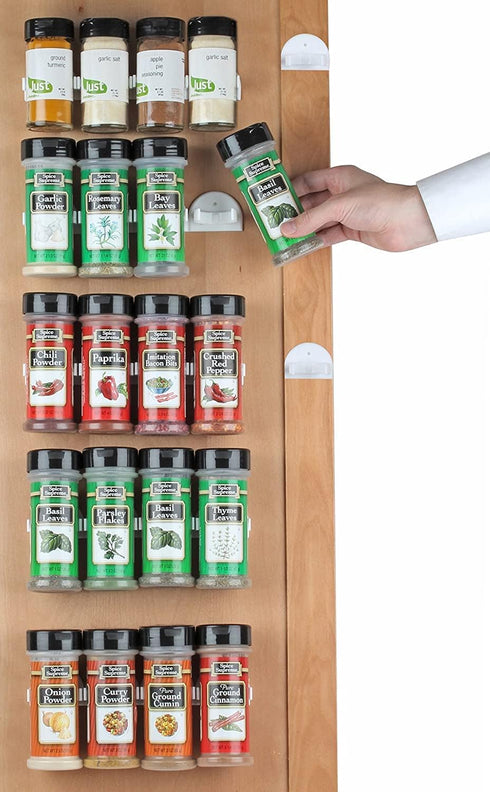 Spice Rack 36 Spice Gripper- Spice Racks Strips Cabinet Cabinet Door - Use Spice Clips for Spice Organizer - Stick or Screw Spice Storage Spice Cl...