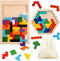 AUKEXIY 2 Pack Wooden Russian Blocks Puzzle & Hexagon Puzzles for Kids & Adults, Wooden Block Puzzle Intelligence Brain Teasers Toy Logic Game STE...