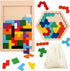 AUKEXIY 2 Pack Wooden Russian Blocks Puzzle & Hexagon Puzzles for Kids & Adults, Wooden Block Puzzle Intelligence Brain Teasers Toy Logic Game STE...