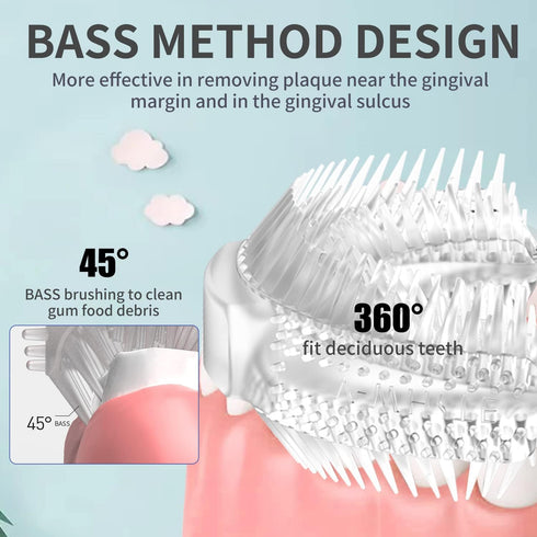 RZM Kids Automatic Sonic Toothbrush- 2 Ergonomic U-Shaped Toothbrush and 1 Regular Brush Head, Six Modes for 360° Sensitive Oral Tooth Cleaning (P...