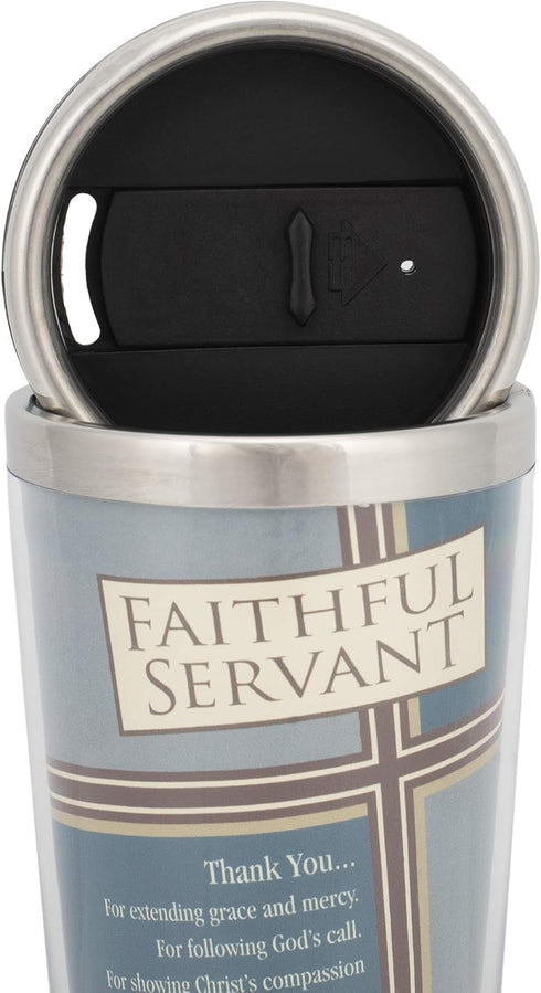 Faithful Servant Thank You 16 Ounce Stainless Steel Travel Mug with Lid...