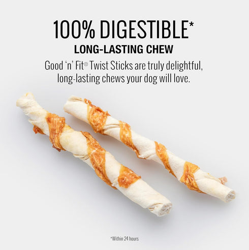 Good 'n' Fit Twist Sticks Made with Real Lamb, 15 Count, Treat Your Dog to Long-Lasting and Highly Digestible Rawhide Chews...