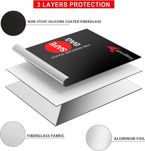 Fireproof Document Bag Upgraded 2 Pockets (2000 ?)15 x 11 Inches Silicone Coated Fireproof and Waterproof Money Bag Fireproof Safe Storage for Mon...