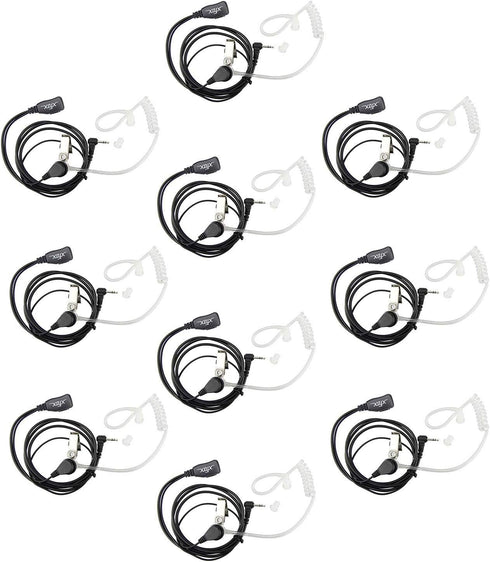 XFOX® M1PE1010 PTT Clear Acoustic Coil Tube Earpiece 1Pin 2.5mm Plug FBI Style Earphone with Push to Talk and Mic for Motorola Cobra Walkie Talkie...